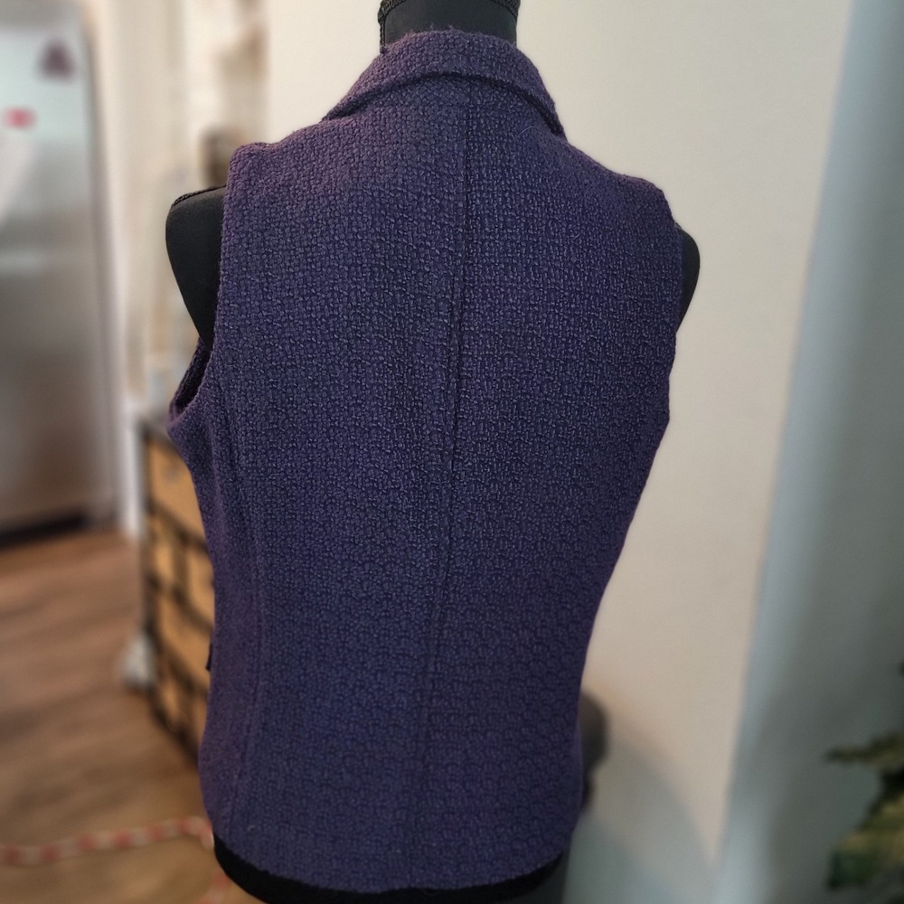 Coldwater Creek Purple Boucle Wool Blend Sleeveless Blazer Vest Small 6-8 - Picture 6 of 8